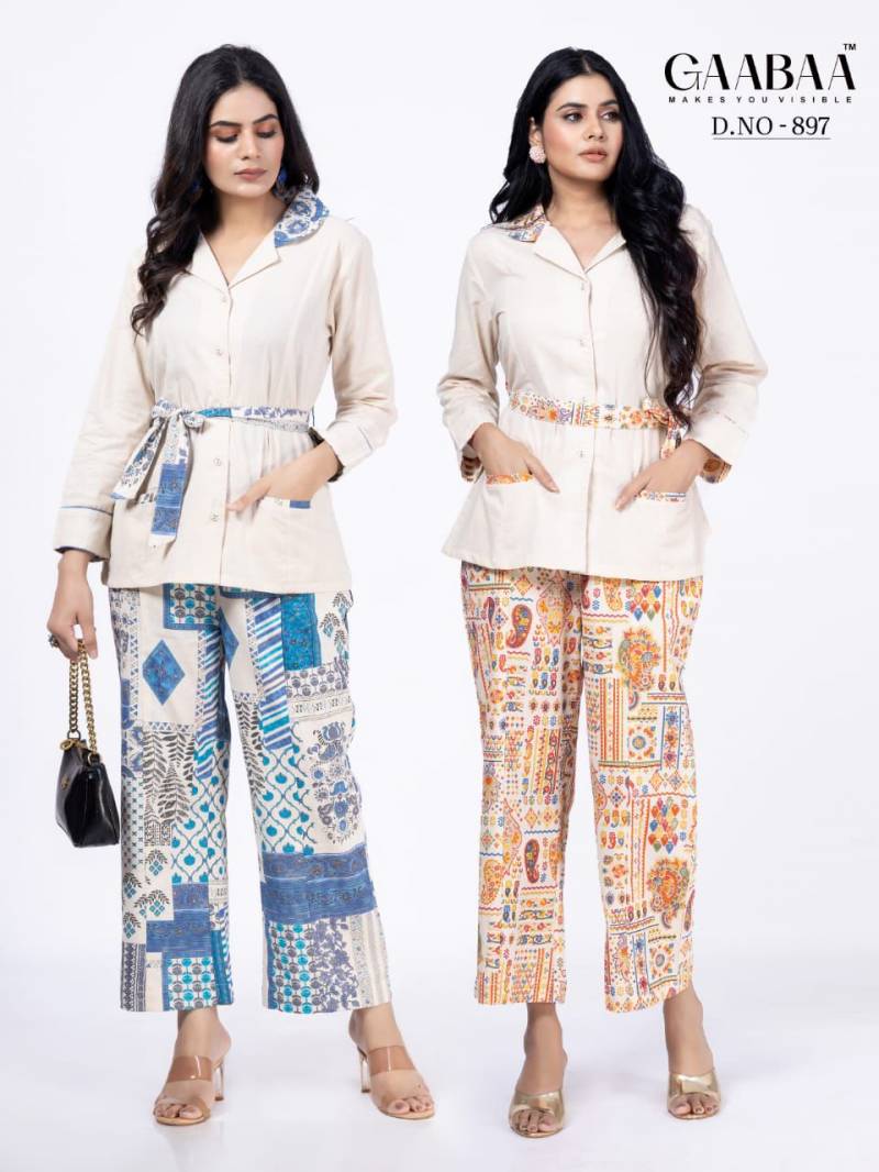 Gaabaa 897 Cotton Flex Blazer Style Co Ord Set Wholesale Online